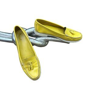 GH Bass Weejuns Vintage Yellow Leather Tassel Slip on Moccasin Loafers Size 10